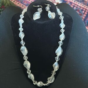 Crystal Leaf Necklace with Matching Earrings 25” Length; NWOT; Beautiful!